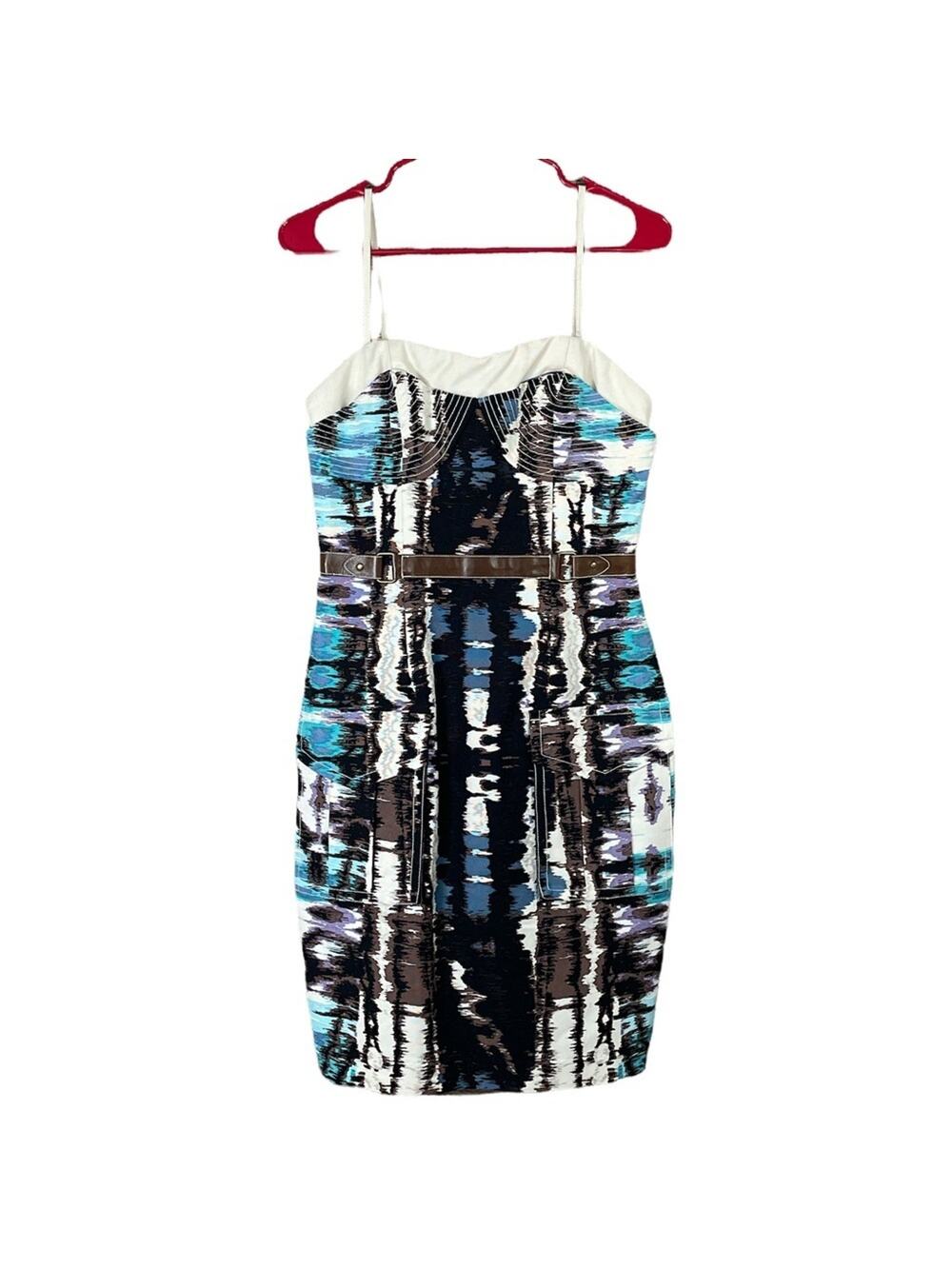 Tracy Reese Ikat Pattern Silk Sleeveless Strapless Dress Cargo Pocket Size 4